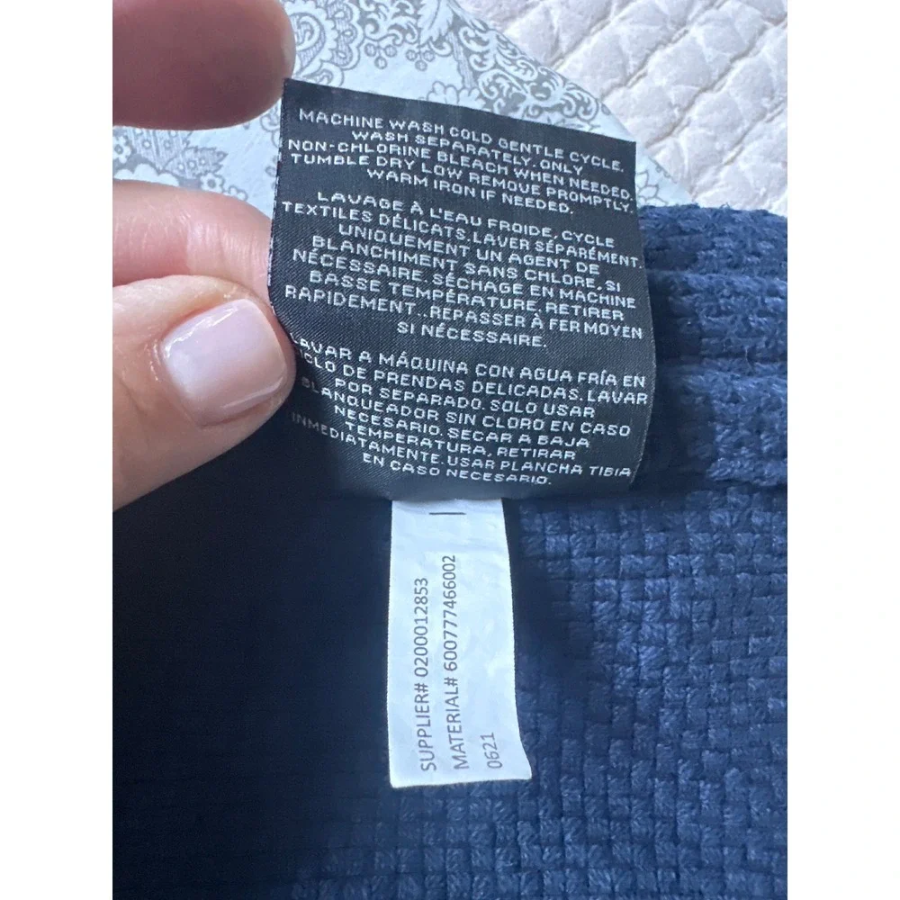 Lauren Ralph Lauren Navy Blue Waffle Weave 100% Cotton Blanket RN41381